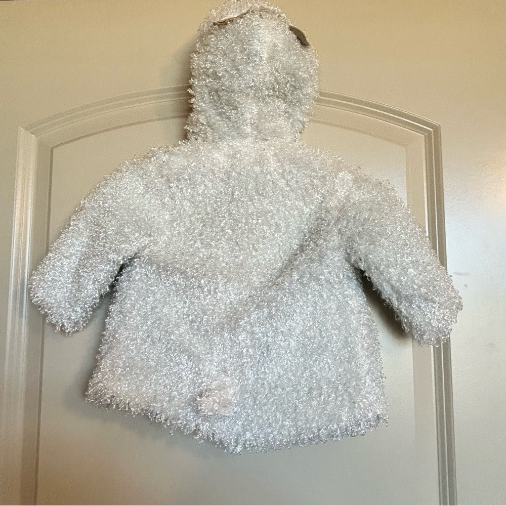 6-12M Mud Pie Faux Fur Lamb Hooded Jacket - Picture 6 of 11